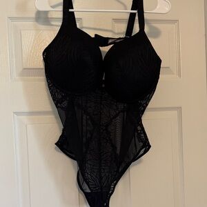 Daisy Fuentes Black Lace Bodysuit with Adjustable Straps